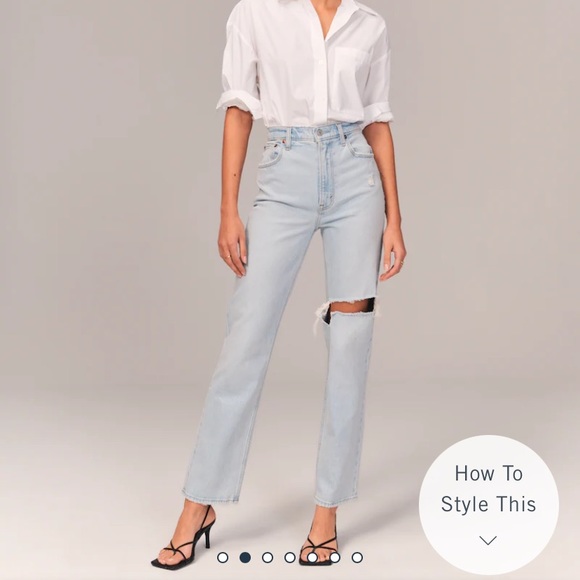 NWT Abercrombie & Fitch 90s Ultra High Rise Straight Jeans. 31L. - Picture 2 of 10